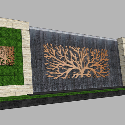 Modern branch art sculpture landscape wall