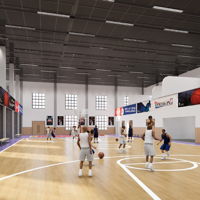 modern basketball court