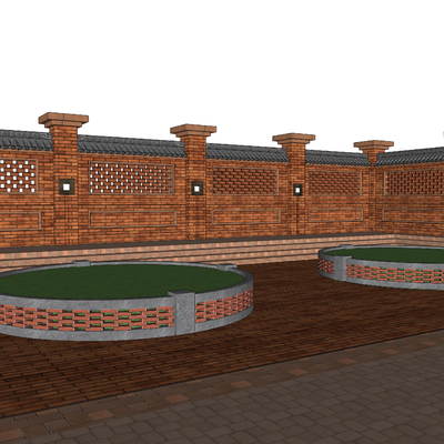 New Chinese red brick fence