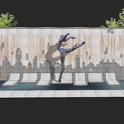 Modern character waterscape sculpture landscape wall