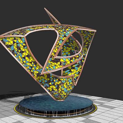 Modern Colorful Grid Hollow Sculpture