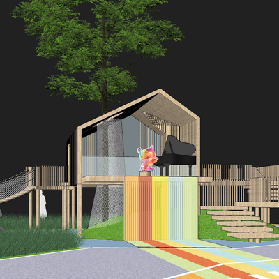 Modern Piano Tree House Children's Activity Area