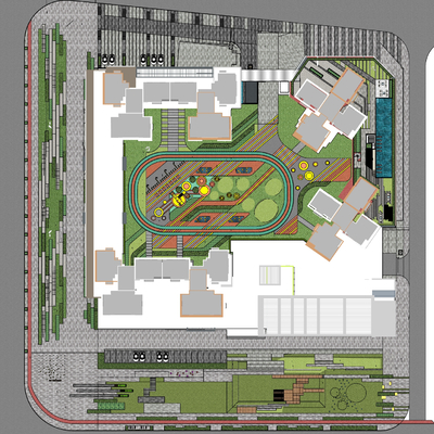 Bird's-eye view of modern residential area