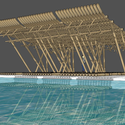 Modern Bamboo Raft Pool Gazebo