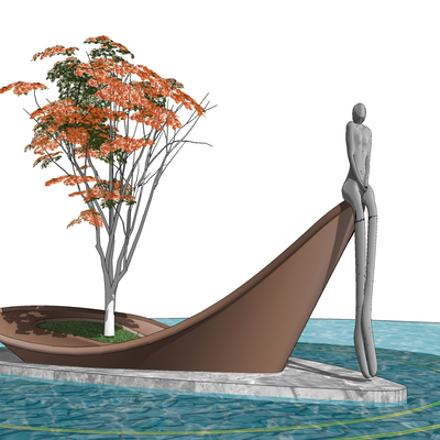 Modern Waterscape Boat Sculpture