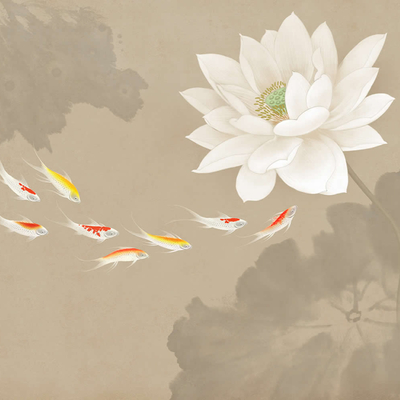 Huaqin Mural-New Chinese Lotus Mural