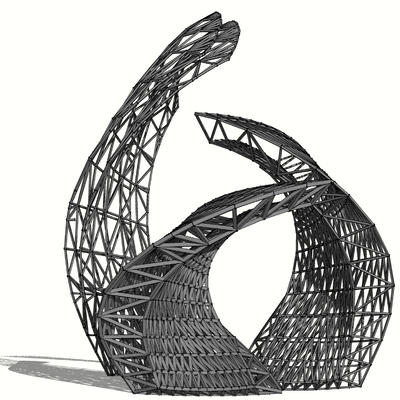 Modern Metal Mesh Structure Sculpture