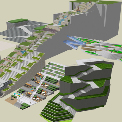 Modern height difference terrain step landscape