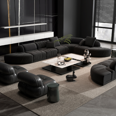 Cassina modern black corner sofa