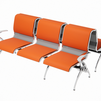 Modern orange public three-row chair