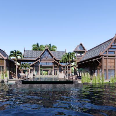 Modern Waterfront Resort Club Exterior