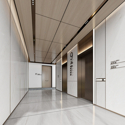 Elevator Hall of Modern Office Building