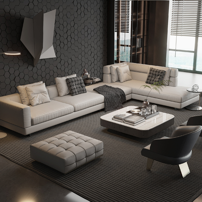 Miloti Minotti modern sofa and coffee table combination