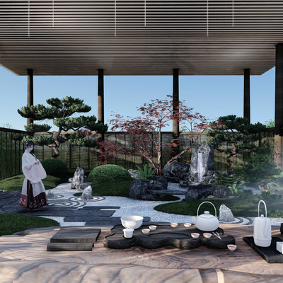 Neo-Chinese Style Dry Landscape Courtyard Garden