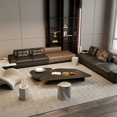 Miloti Minotti modern sofa coffee table Lounge Chair combination