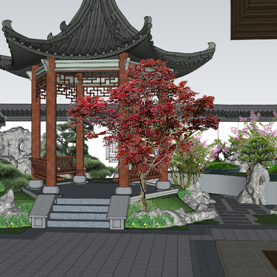 Chinese-style courtyard garden landscape