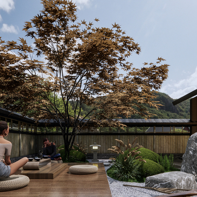 Japanese-style courtyard view