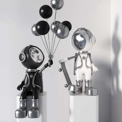 Modern Astronaut Balloon Tide Sculpture