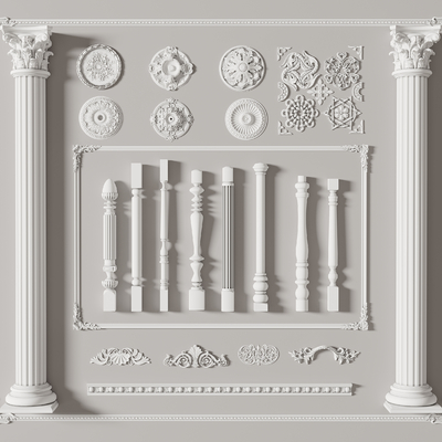 European-style Gypsum Carved Roman Column