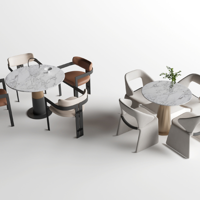 Modern marble round leisure table and chair