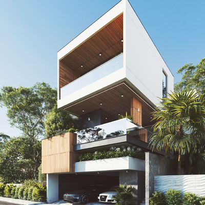 Modern single-family villa exterior