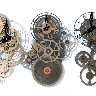 Industrial wind machinery gear wall clock