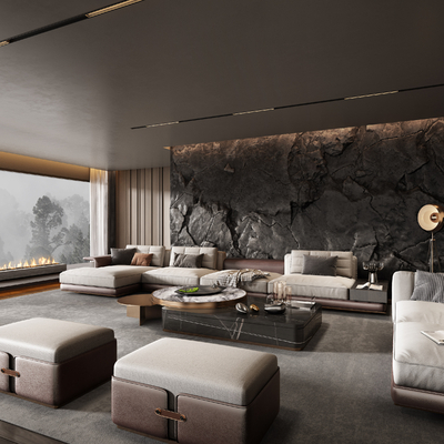 Minotti Miloti Modern High Grade Grey Living Room