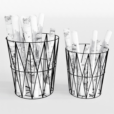 Modern metal trash can