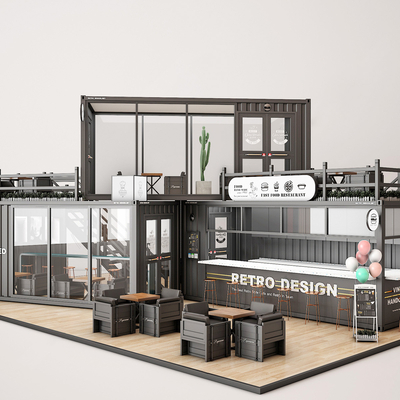 Industrial wind container stacking fast food restaurant architectural appearance