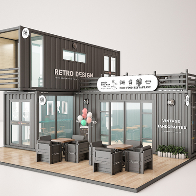 Industrial wind container stacking fast food restaurant architectural appearance