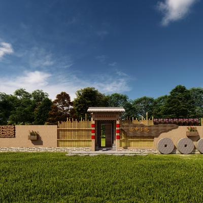 Chinese-style rural courtyard wall