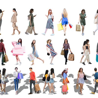 modern shopping men and women 2d components