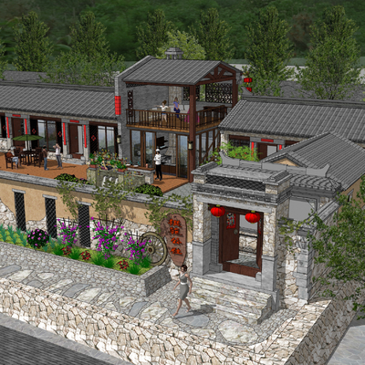 Aerial View of Chinese Homestay Building