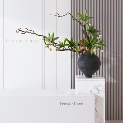 Modern dead branch flower arrangement potted plant