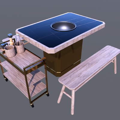 Modern hot pot table and chair combination