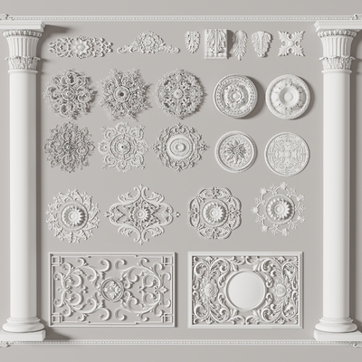 European-style Gypsum Carved Roman Column