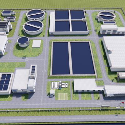 Bird's-eye view of modern industrial plant