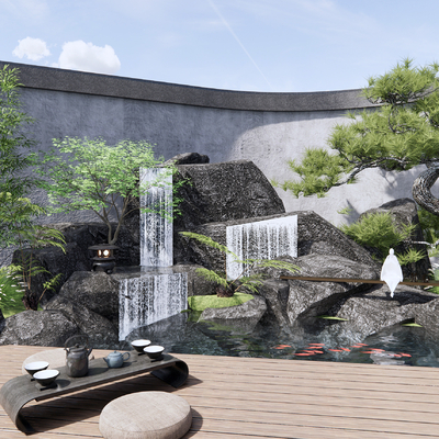 New Chinese-style rockery water garden