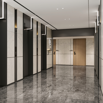 Elevator Corridor of Modern Office Building