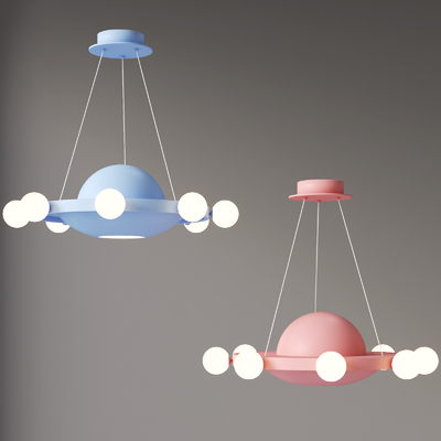 Modern blue pink lamp ball multi-head chandelier