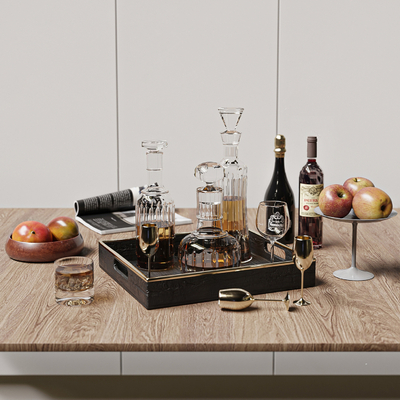 Modern Wine Glass Wine Bottle Fruit Plate