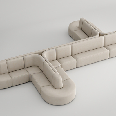 Modern white double-seat shaped sofa