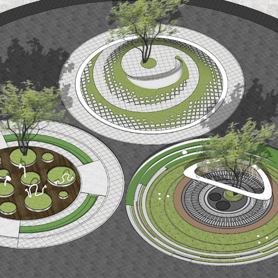 Modern Round Tree Pond Square