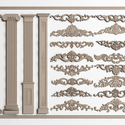 European-style Gypsum Carved Roman Column