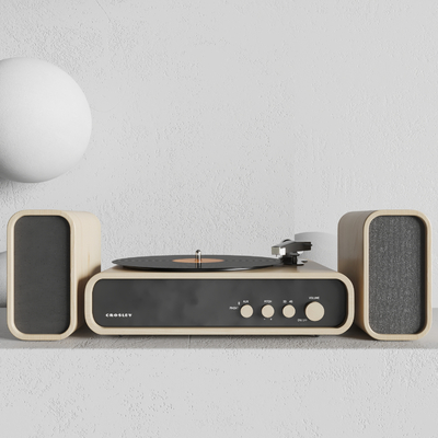 black disc player phonograph