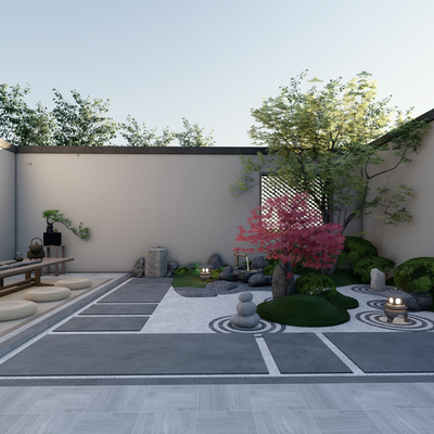 Japanese Zen Courtyard View