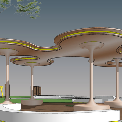 Modern curved drop-shaped pavilion porch