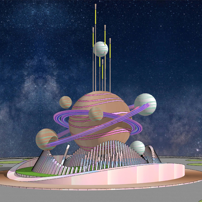 Modern Planet Cosmic Space Theme Exploration Sculpture