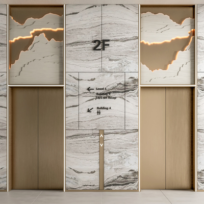 New Chinese-style office elevator hall