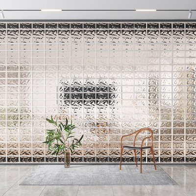 Modern glass brick partition